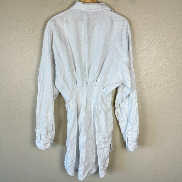 Mimii London Women's Shirt Dress Linen Synched Hem Mini White Small - Picture 4 of 4